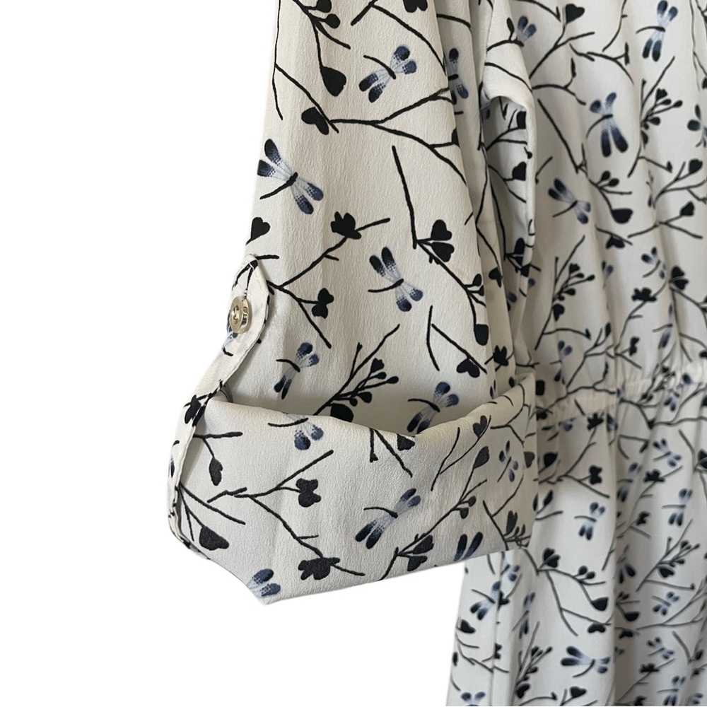 ⭐ Hey! Dragonfly Print Cuffed Half-Sleeve Dress - Picture 3 of 7